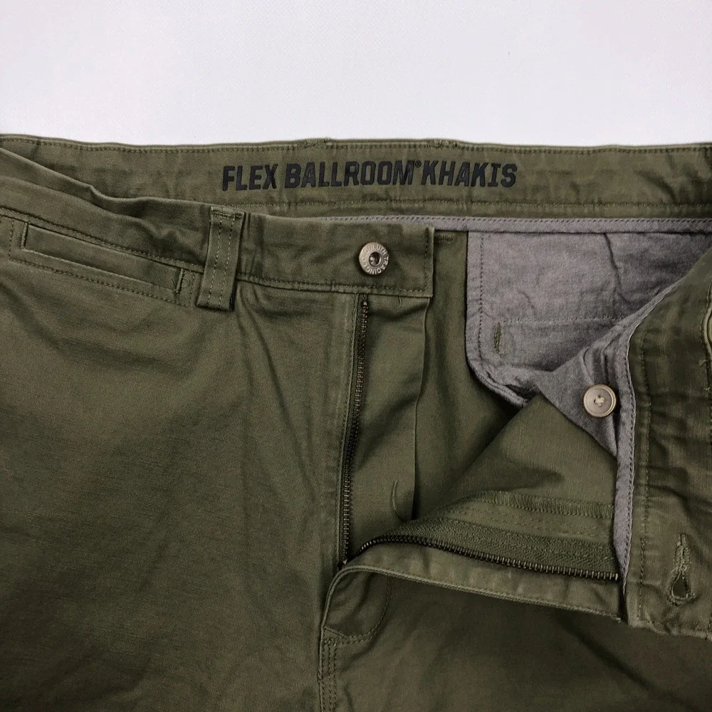 Duluth Trading Co Flex Ballroom Khakis Cargo Pants Men 34x30 Olive Green Relaxed